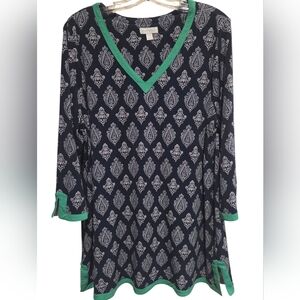 Beautiful Like New Navy & Green Charter Club Tunic Size 2X.